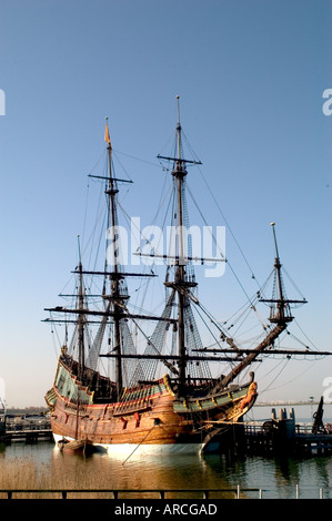 Replik von Lelystad Batavia VOC 1628 Boot Segelschiff Stockfoto