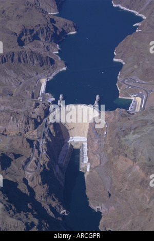 Luftaufnahme der Hoover-Staudamm und Lake Mead, Nevada, USA, Nordamerika Stockfoto