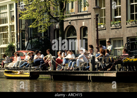 Café 't Smalle drinken Egelantiersgracht Jordaan Niederländisch Amsterdam Niederlande Niederlande Stockfoto