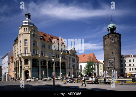 Görlitz, Obermarkt, "Demianiplatz Mit"Dickem Turm'' " Stockfoto