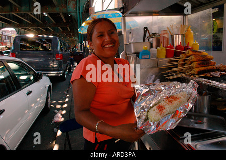 Imbisswagen in der Roosevelt Avenue in Jackson Heights, Queens, New York Stockfoto