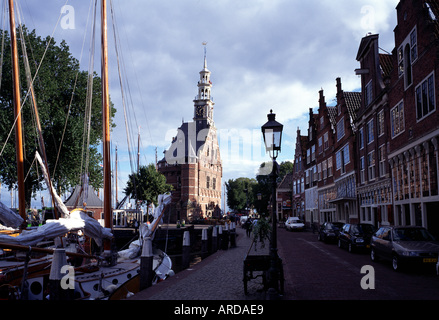 Hoorn, Hoofdtoren, Hafen Mit Stadtturm Stockfoto