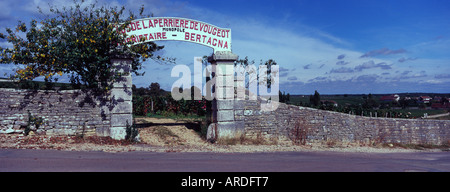 Domaine Bertagna Clos De La Perriere de Vougeot premier Cru Weinbergen neben Chateau Clos de Vougeot in Burgund, Frankreich Stockfoto