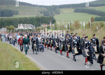 Lonach Highlander marschieren, Glen, Strathdon Spiele-Bereich. Aberdeenshire. Schottland.  XPE 3633-352 Stockfoto