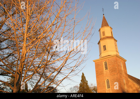 Colonial Williamsburg Virginia, Duke of Gloucester Street, Bruton Parish Church, Religion, Glaube, Glaube, Anbetung, Gotteshaus, Christ, Episkopalkirche, in Gebrauch si Stockfoto