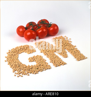 Gentechnisch veränderten Tomaten und Sojabohnen Stockfoto