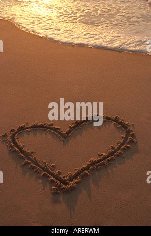 Herz in Sand gezeichnet Stockfoto