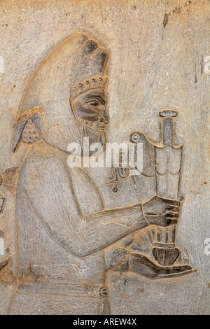 Geschnitzte Flachreliefs, die Gesandten der Thema Nationen von Persien bringen Geschenke Persepolis Iran Darstellung Stockfoto