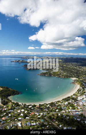 Oneroa Bay Waiheke Island Auckland Nordinsel Neuseeland Antenne Stockfoto