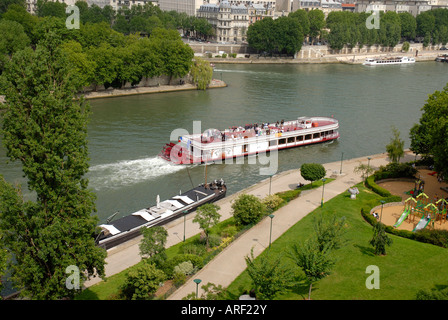 Tino Rossi Jardin Garten Quai Saint-Bernard Kai Seine Fluss Paris Frankreich Stockfoto