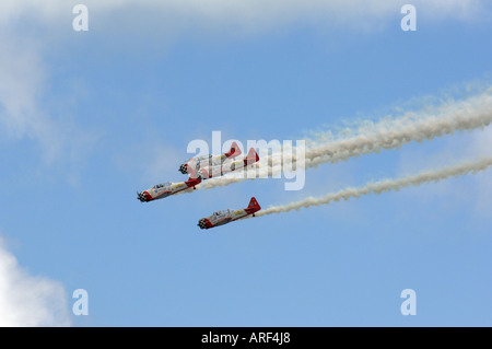 Gruppe von vier Stunt-Flugzeugen aus der Aeroshell fliegende Gruppe ausführen auf der Luftfahrtmesse Chicago Illinois USA 2006 Stockfoto