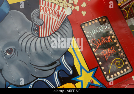 Kelly Miller Zirkus USA Amerika American Snackbar essen Popcorn Elefant Stockfoto