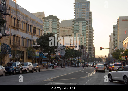 Straße Szene Downtown San Diego Gas Lamp District Stockfoto