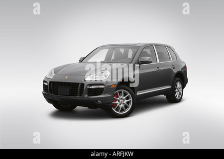 2008 Porsche Cayenne Turbo grau - Winkel-Vorderansicht Stockfoto