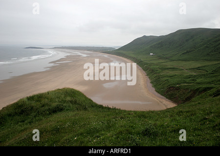 RHOSSILI STRAND UND RHOSSILI UNTEN GOWER HALBINSEL, WEST GLAMORGAN, SÜD-WALES, UK Stockfoto