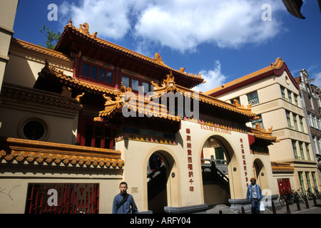 He Hua Tempel chinesischer Chinatown Zeedijk Amsterdam Stockfoto