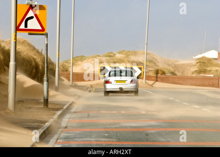 Szene Wind Sandsturm Straße Stockfoto