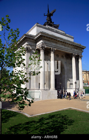 Wellington Arch Hyde Park Corner in London Stockfoto