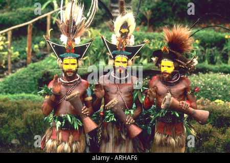 Bunte Huli Wigmen von Papua-Neu-Guinea Stockfoto