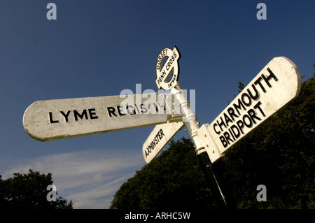 Wegweiser am Penn Kreuz, Charmouth, dorset Stockfoto