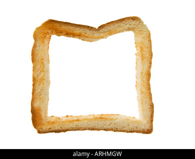 Toast Brot geröstet Toastbread Toastend Toasten eine Runde Toast-Ausschnitt-Umriss-Kontur Stockfoto