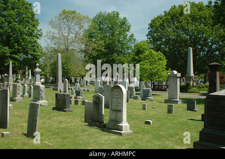 Gräber in Grove Street Cemetery National Historic Landmark New Haven Connecticut Stockfoto