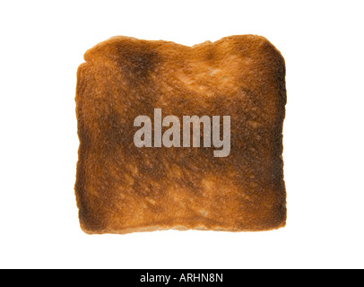 Toast Brot geröstet Toastbread Toastend eine Runde Toast Toasten Ausschnitt dunkel schwarz verbrannt Stockfoto