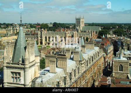 Cambridge Universität Stadt College Dächer Türmen und Kirchtürmen Stockfoto