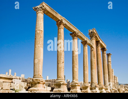 Die colonnaded Cardo Maximus, Jerash, das antike Gerasa, Haschemitischen Königreich Jordanien, im Nahen Osten. DSC 5453 Stockfoto