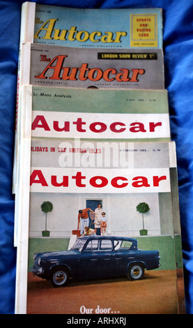 Vintage Autocar Autofahren Zeitschriften aus der 1950s 1960s Stockfoto