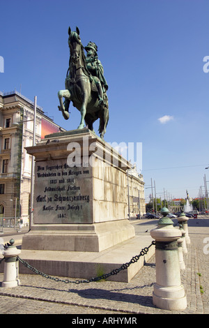 Reiterstatue von Feldmarschall Karl Philipp Schwarzenbergplatz Wien Stockfoto