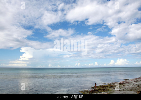 Blick vom Mnarani Beach Cottages in Nungwi, Sansibar, Tansania, Ostafrika Stockfoto