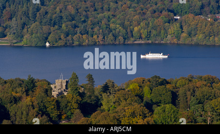 Dampfgarer, Wray Castle, Lake Windermere, Lake District National Park, Cumbria, England Großbritannien Stockfoto