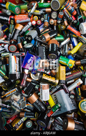 Einweg-Batterien verwendet, für das recycling zu einem Recyclingzentrum, UK Stockfoto