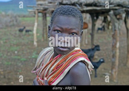 Toposa junge, Porträt, Sudan Stockfoto