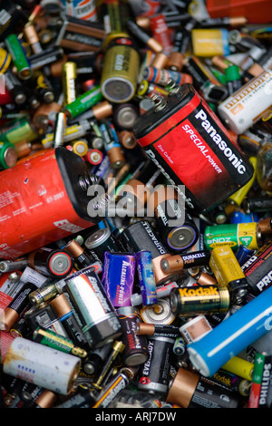 Einweg-Batterien verwendet, für das recycling zu einem Recyclingzentrum, UK Stockfoto