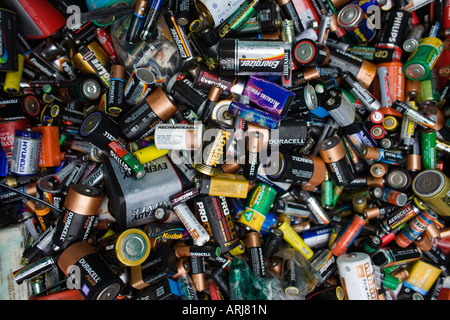 Einweg-Batterien verwendet, für das recycling zu einem Recyclingzentrum, UK Stockfoto