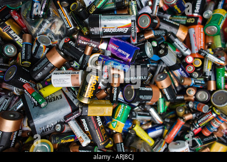 Einweg-Batterien verwendet, für das recycling zu einem Recyclingzentrum, UK Stockfoto