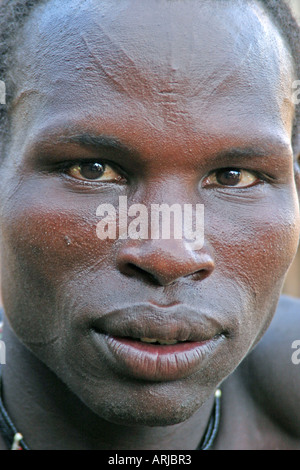 Toposa Mann, Porträt, Sudan Stockfoto