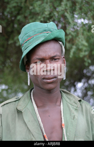 Toposa Mann, Porträt, Sudan Stockfoto