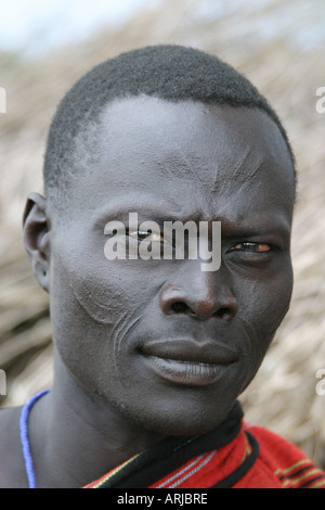 Toposa Jüngling, Porträt, Sudan Stockfoto