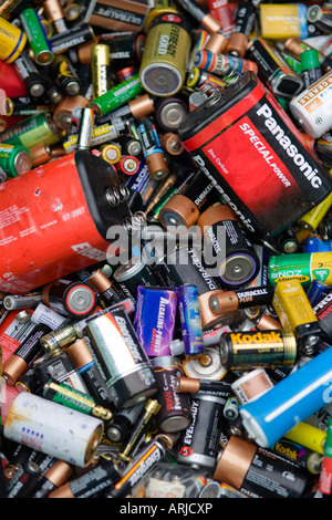 Einweg-Batterien verwendet, für das recycling zu einem Recyclingzentrum, UK Stockfoto