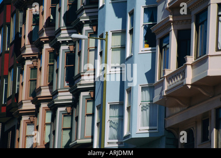 19. Jahrhundert Terrasse Fassaden, San Francisco, Kalifornien, USA Stockfoto