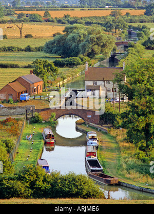 Oxford Canal-Blick vom Napton auf dem Hügel Warwickshire, England Stockfoto