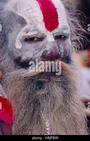 Porträt von einem indischen Sadhu, Pashupatinath, Katmandu, Nepal Stockfoto