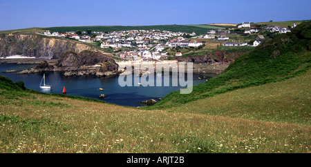 Hoffe, Bucht und äußeren hoffe von der Südwest-Küstenweg auf Bolt Tail, South Devon Stockfoto