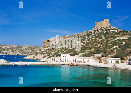 Hafen und Festung, Insel Cabrera, der Nationalpark Cabrera, Balearen, Spanien, Mittelmeer, Europa Stockfoto