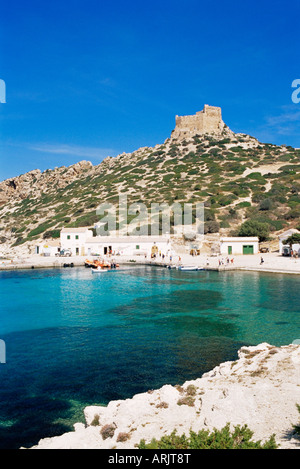 Hafen und Festung, Insel Cabrera, der Nationalpark Cabrera, Balearen, Spanien, Mittelmeer, Europa Stockfoto