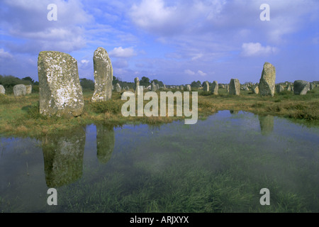 Ausrichtungen der megalithischen stehenden Steinen, Carnac, Morbihan, Bretagne, Frankreich, Europa Stockfoto