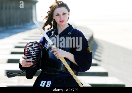 Kendo-Meister Kim Holt Stockfoto